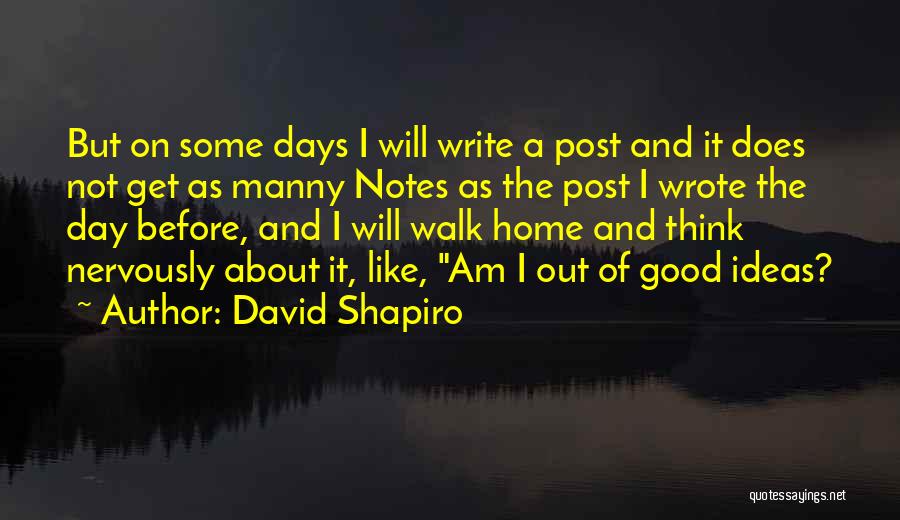 David Shapiro Quotes: But On Some Days I Will Write A Post And It Does Not Get As Manny Notes As The Post