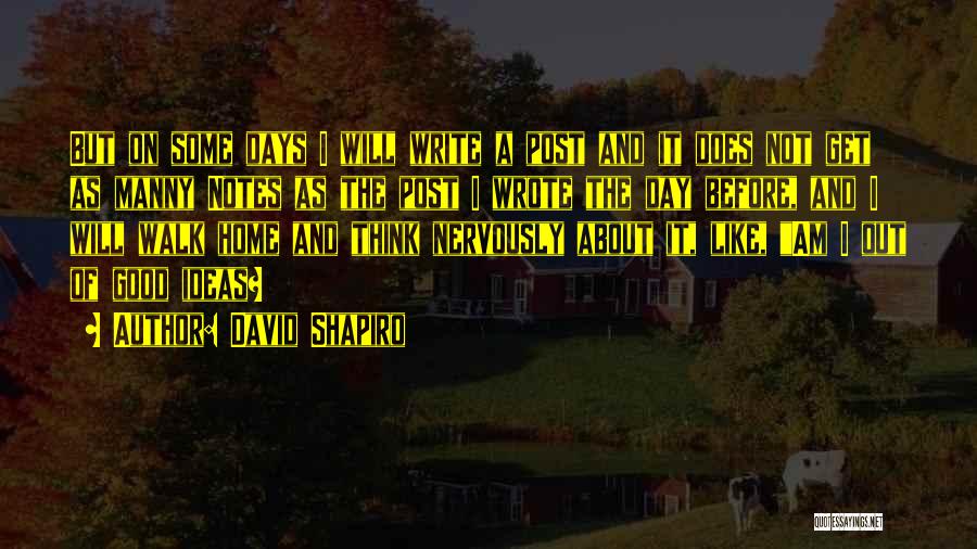 David Shapiro Quotes: But On Some Days I Will Write A Post And It Does Not Get As Manny Notes As The Post