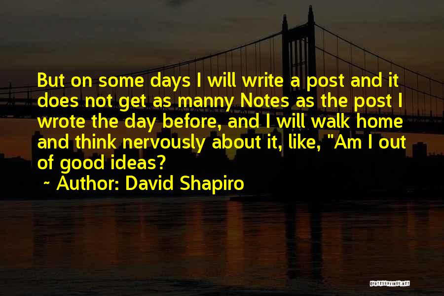 David Shapiro Quotes: But On Some Days I Will Write A Post And It Does Not Get As Manny Notes As The Post