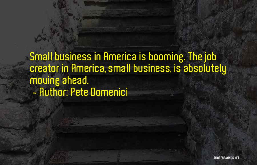 Pete Domenici Quotes: Small Business In America Is Booming. The Job Creator In America, Small Business, Is Absolutely Moving Ahead.