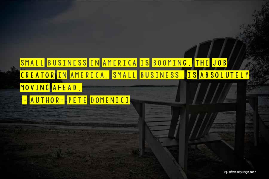 Pete Domenici Quotes: Small Business In America Is Booming. The Job Creator In America, Small Business, Is Absolutely Moving Ahead.