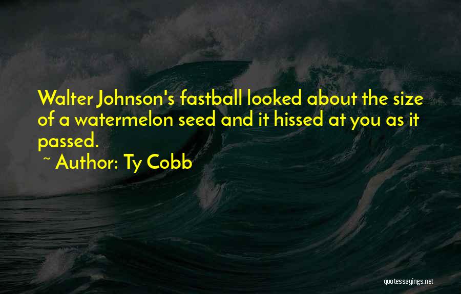 Ty Cobb Quotes: Walter Johnson's Fastball Looked About The Size Of A Watermelon Seed And It Hissed At You As It Passed.