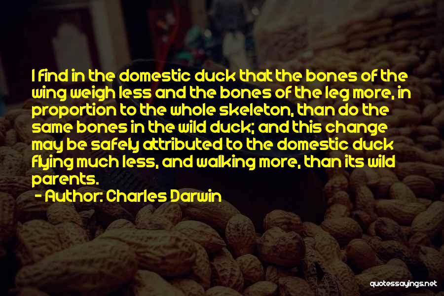 Charles Darwin Quotes: I Find In The Domestic Duck That The Bones Of The Wing Weigh Less And The Bones Of The Leg