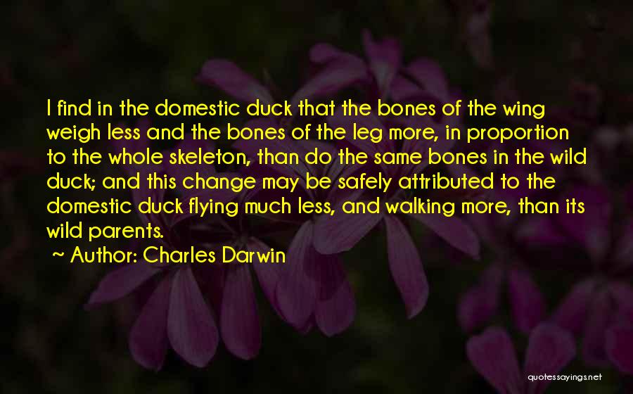 Charles Darwin Quotes: I Find In The Domestic Duck That The Bones Of The Wing Weigh Less And The Bones Of The Leg