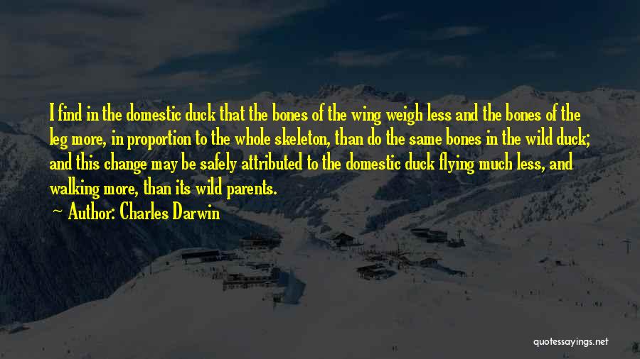 Charles Darwin Quotes: I Find In The Domestic Duck That The Bones Of The Wing Weigh Less And The Bones Of The Leg