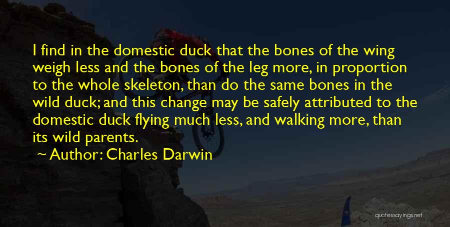 Charles Darwin Quotes: I Find In The Domestic Duck That The Bones Of The Wing Weigh Less And The Bones Of The Leg