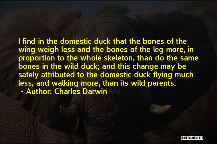 Charles Darwin Quotes: I Find In The Domestic Duck That The Bones Of The Wing Weigh Less And The Bones Of The Leg