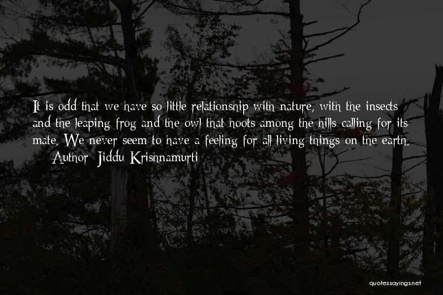 Jiddu Krishnamurti Quotes: It Is Odd That We Have So Little Relationship With Nature, With The Insects And The Leaping Frog And The