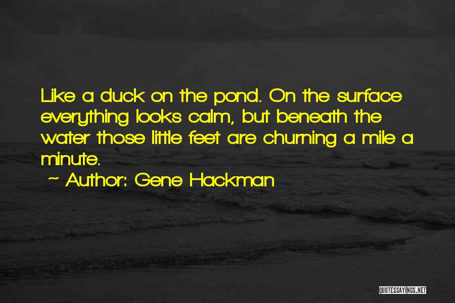 Gene Hackman Quotes: Like A Duck On The Pond. On The Surface Everything Looks Calm, But Beneath The Water Those Little Feet Are
