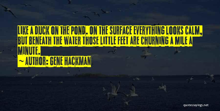 Gene Hackman Quotes: Like A Duck On The Pond. On The Surface Everything Looks Calm, But Beneath The Water Those Little Feet Are