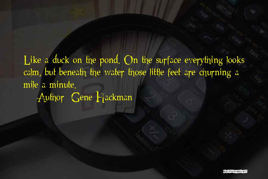 Gene Hackman Quotes: Like A Duck On The Pond. On The Surface Everything Looks Calm, But Beneath The Water Those Little Feet Are