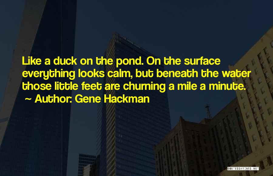 Gene Hackman Quotes: Like A Duck On The Pond. On The Surface Everything Looks Calm, But Beneath The Water Those Little Feet Are