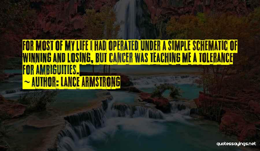 Lance Armstrong Quotes: For Most Of My Life I Had Operated Under A Simple Schematic Of Winning And Losing, But Cancer Was Teaching