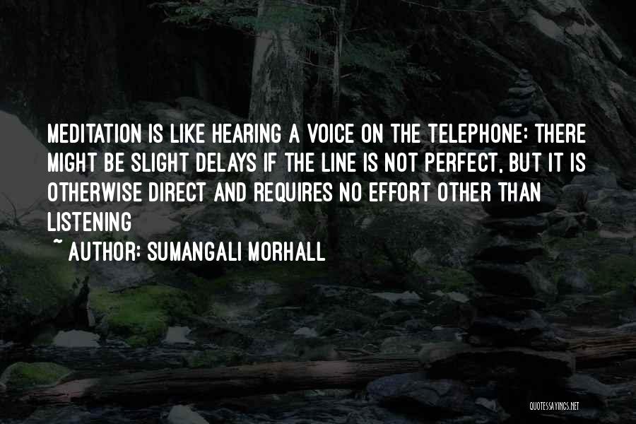 Sumangali Morhall Quotes: Meditation Is Like Hearing A Voice On The Telephone: There Might Be Slight Delays If The Line Is Not Perfect,