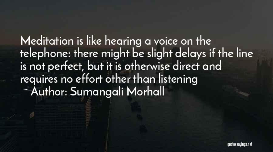 Sumangali Morhall Quotes: Meditation Is Like Hearing A Voice On The Telephone: There Might Be Slight Delays If The Line Is Not Perfect,