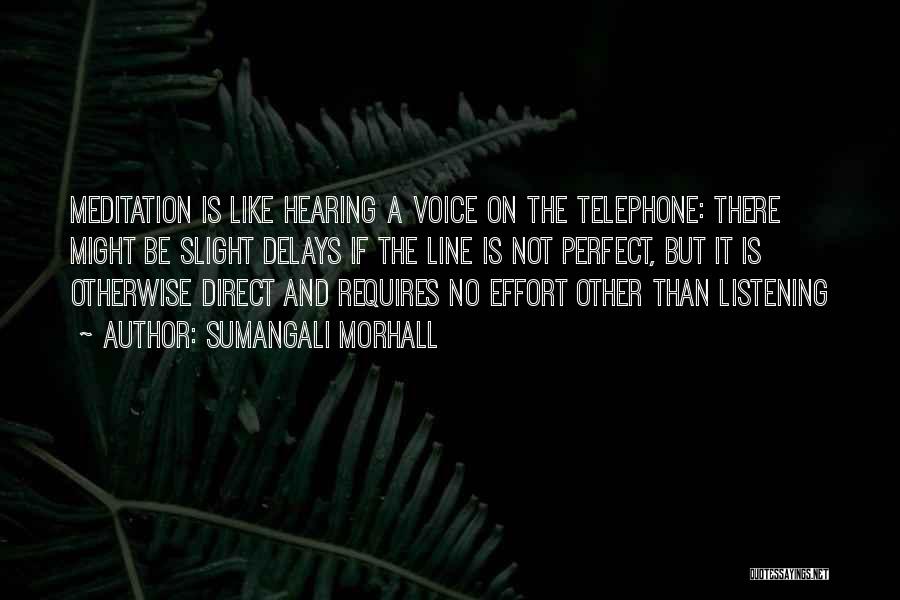 Sumangali Morhall Quotes: Meditation Is Like Hearing A Voice On The Telephone: There Might Be Slight Delays If The Line Is Not Perfect,