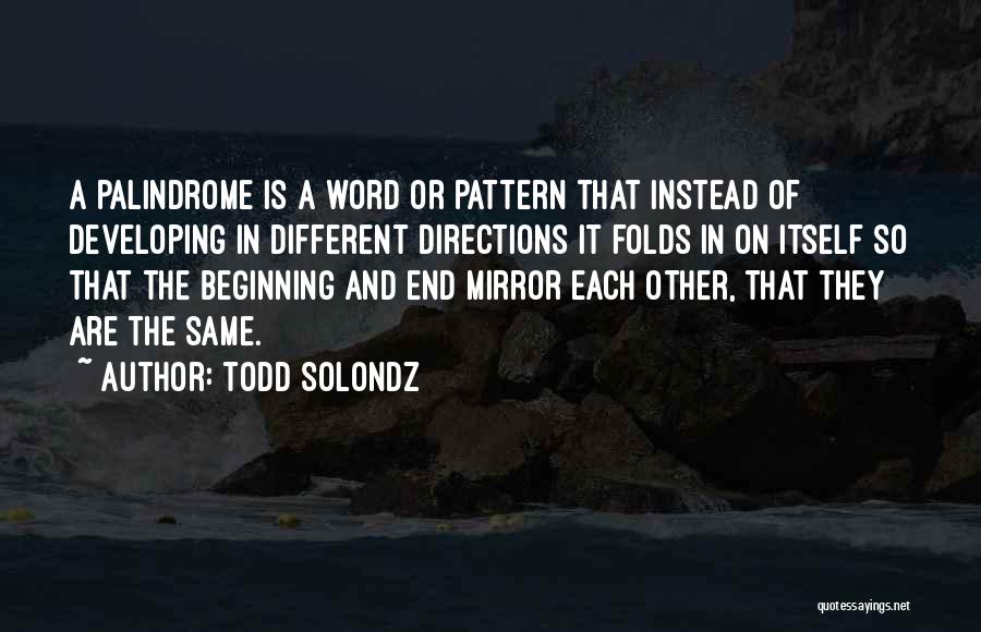 Todd Solondz Quotes: A Palindrome Is A Word Or Pattern That Instead Of Developing In Different Directions It Folds In On Itself So