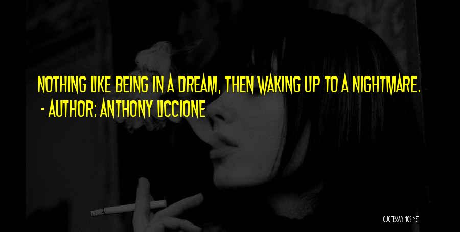 Anthony Liccione Quotes: Nothing Like Being In A Dream, Then Waking Up To A Nightmare.