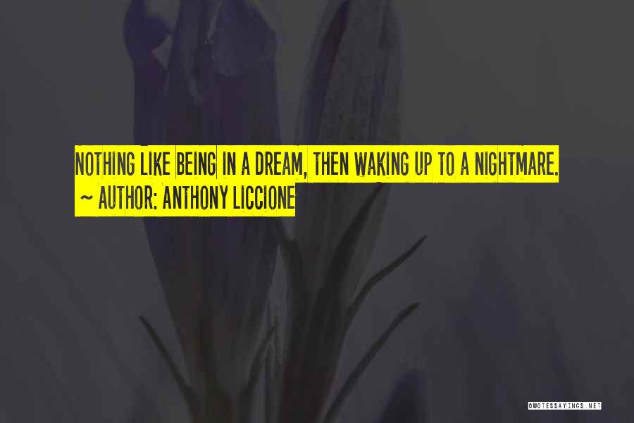 Anthony Liccione Quotes: Nothing Like Being In A Dream, Then Waking Up To A Nightmare.