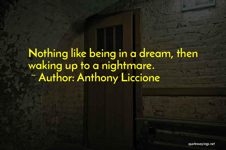 Anthony Liccione Quotes: Nothing Like Being In A Dream, Then Waking Up To A Nightmare.