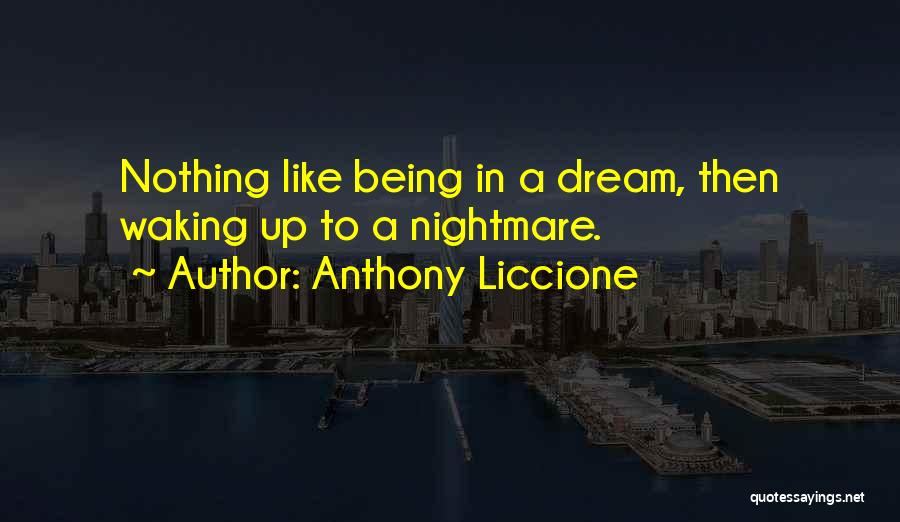 Anthony Liccione Quotes: Nothing Like Being In A Dream, Then Waking Up To A Nightmare.