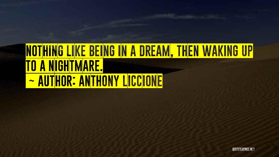 Anthony Liccione Quotes: Nothing Like Being In A Dream, Then Waking Up To A Nightmare.