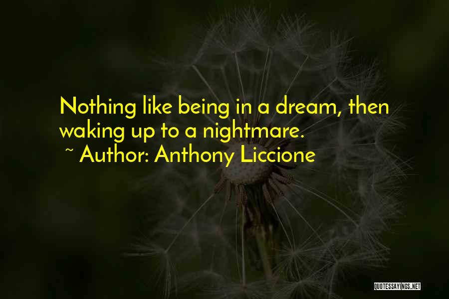 Anthony Liccione Quotes: Nothing Like Being In A Dream, Then Waking Up To A Nightmare.