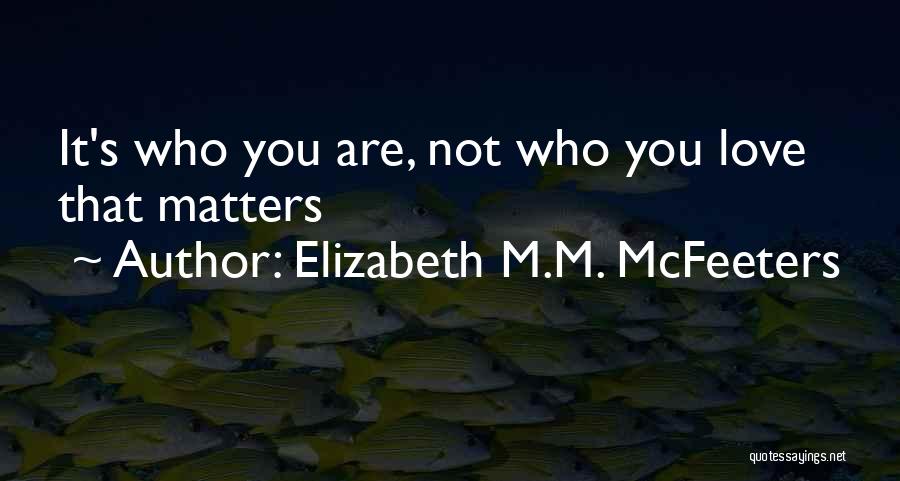Elizabeth M.M. McFeeters Quotes: It's Who You Are, Not Who You Love That Matters