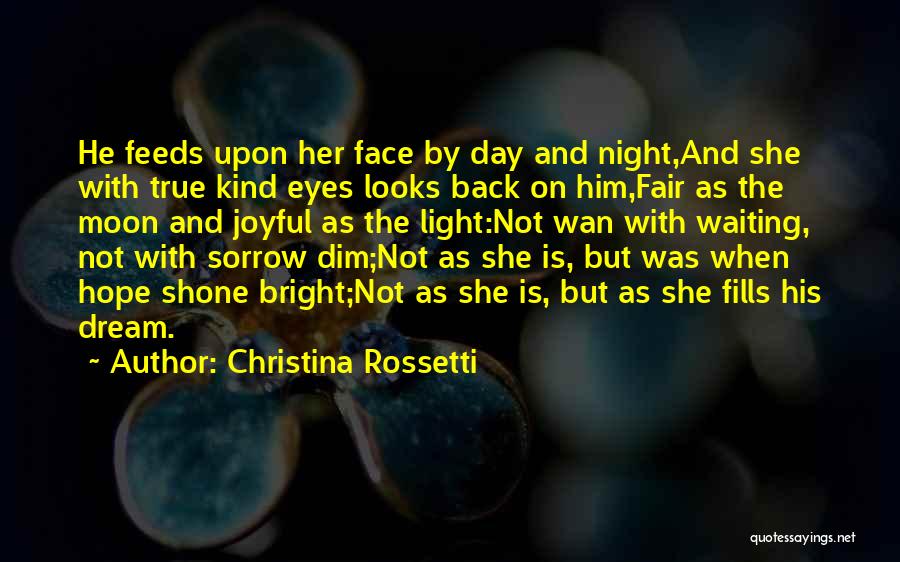 Christina Rossetti Quotes: He Feeds Upon Her Face By Day And Night,and She With True Kind Eyes Looks Back On Him,fair As The