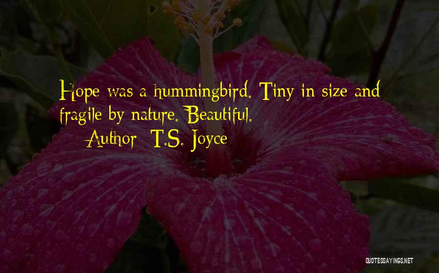 T.S. Joyce Quotes: Hope Was A Hummingbird. Tiny In Size And Fragile By Nature. Beautiful.