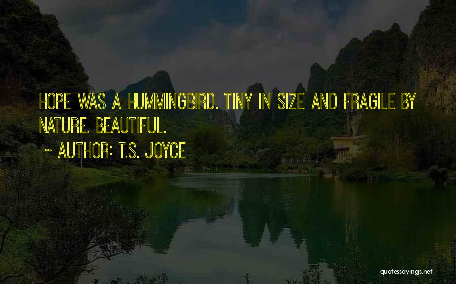 T.S. Joyce Quotes: Hope Was A Hummingbird. Tiny In Size And Fragile By Nature. Beautiful.