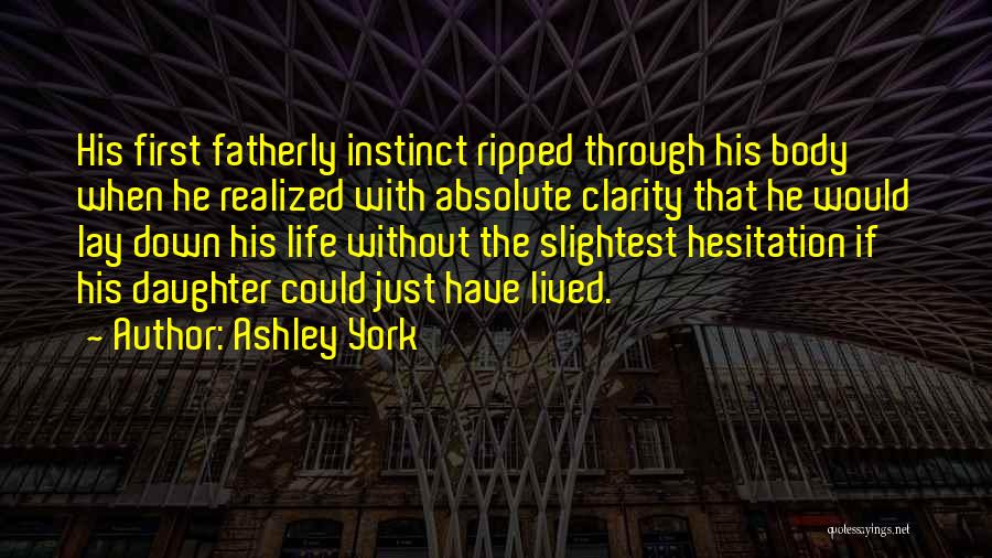 Ashley York Quotes: His First Fatherly Instinct Ripped Through His Body When He Realized With Absolute Clarity That He Would Lay Down His