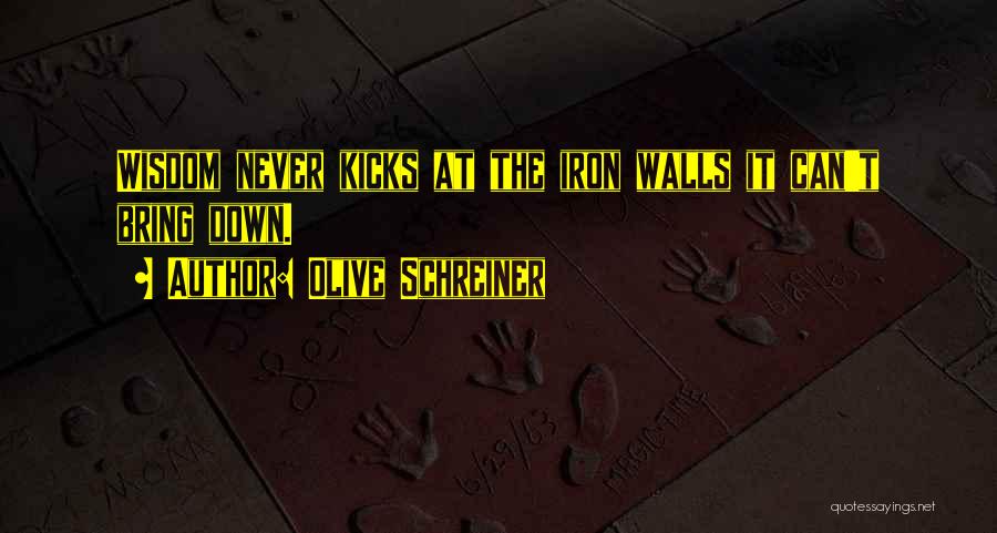 Olive Schreiner Quotes: Wisdom Never Kicks At The Iron Walls It Can't Bring Down.