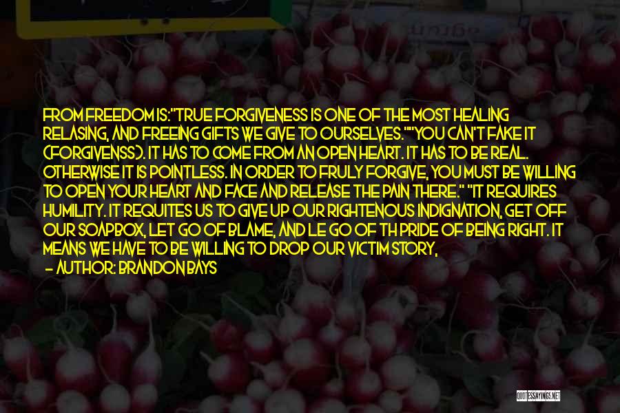 Brandon Bays Quotes: From Freedom Is:true Forgiveness Is One Of The Most Healing Relasing, And Freeing Gifts We Give To Ourselves.you Can't Fake