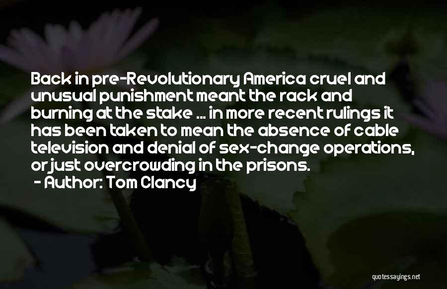 Tom Clancy Quotes: Back In Pre-revolutionary America Cruel And Unusual Punishment Meant The Rack And Burning At The Stake ... In More Recent
