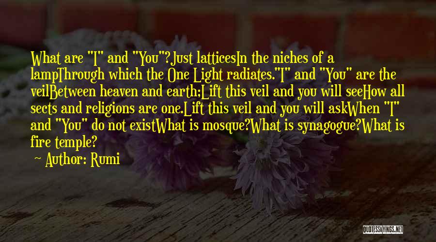 Rumi Quotes: What Are I And You?just Latticesin The Niches Of A Lampthrough Which The One Light Radiates.i And You Are The