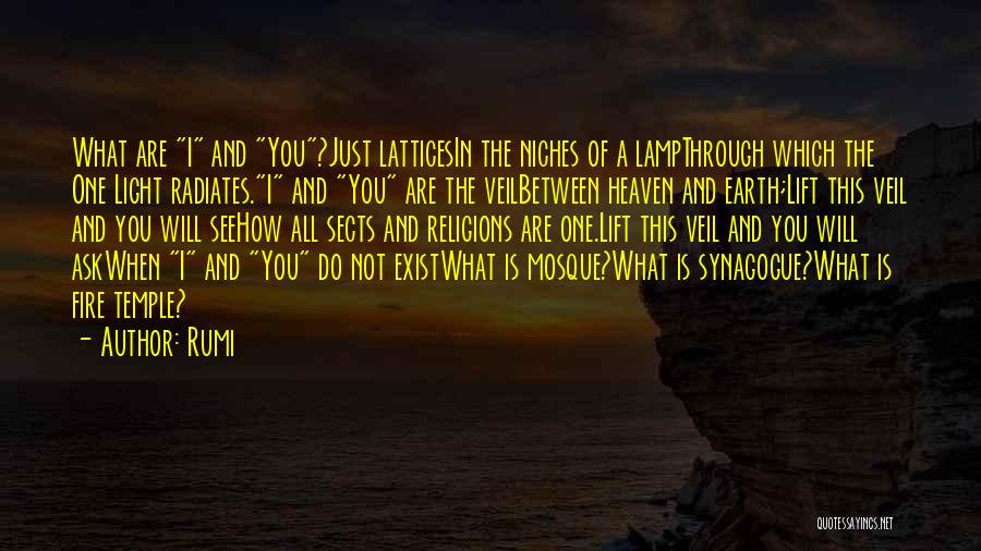Rumi Quotes: What Are I And You?just Latticesin The Niches Of A Lampthrough Which The One Light Radiates.i And You Are The