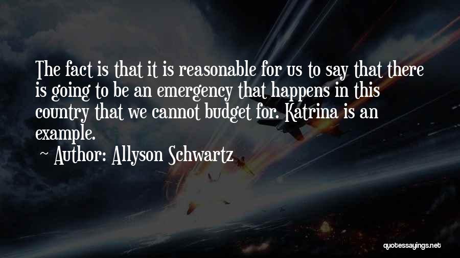 Allyson Schwartz Quotes: The Fact Is That It Is Reasonable For Us To Say That There Is Going To Be An Emergency That