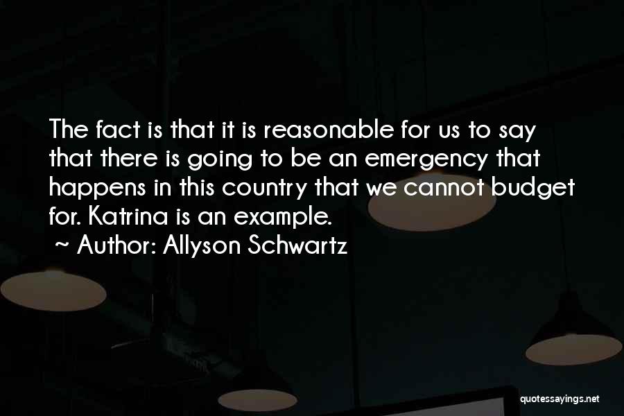 Allyson Schwartz Quotes: The Fact Is That It Is Reasonable For Us To Say That There Is Going To Be An Emergency That