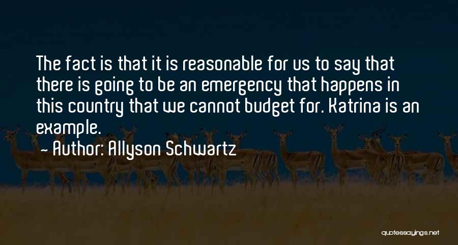 Allyson Schwartz Quotes: The Fact Is That It Is Reasonable For Us To Say That There Is Going To Be An Emergency That