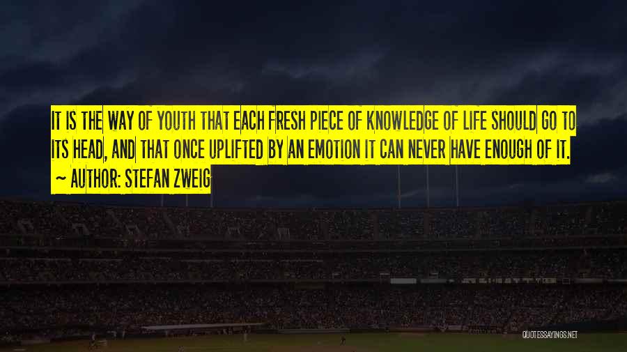 Stefan Zweig Quotes: It Is The Way Of Youth That Each Fresh Piece Of Knowledge Of Life Should Go To Its Head, And