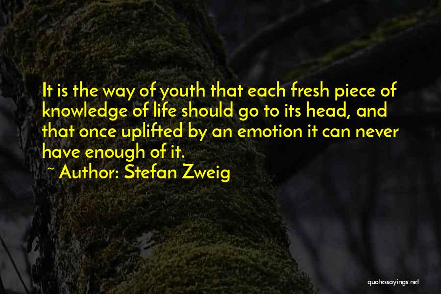 Stefan Zweig Quotes: It Is The Way Of Youth That Each Fresh Piece Of Knowledge Of Life Should Go To Its Head, And