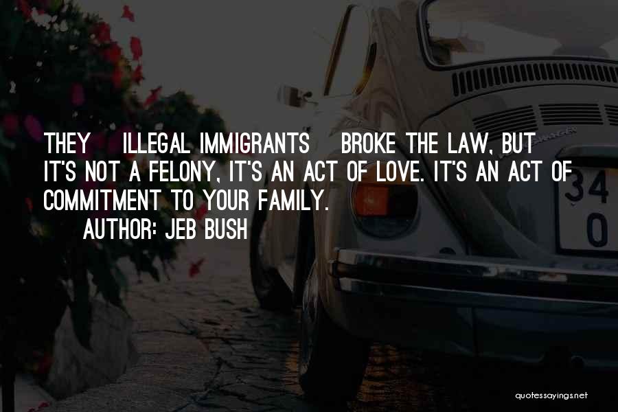 Jeb Bush Quotes: They [illegal Immigrants] Broke The Law, But It's Not A Felony, It's An Act Of Love. It's An Act Of