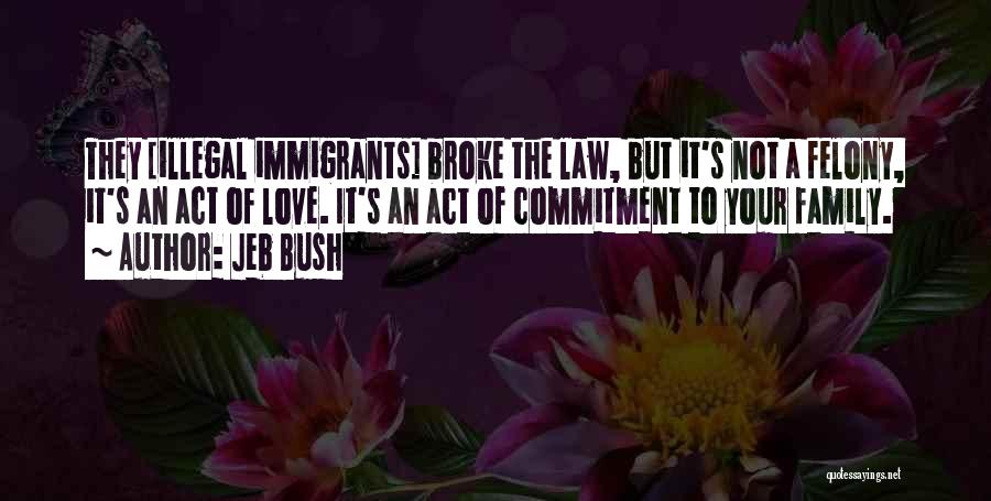 Jeb Bush Quotes: They [illegal Immigrants] Broke The Law, But It's Not A Felony, It's An Act Of Love. It's An Act Of