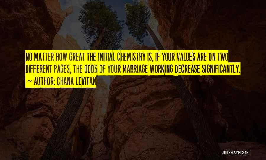 Chana Levitan Quotes: No Matter How Great The Initial Chemistry Is, If Your Values Are On Two Different Pages, The Odds Of Your