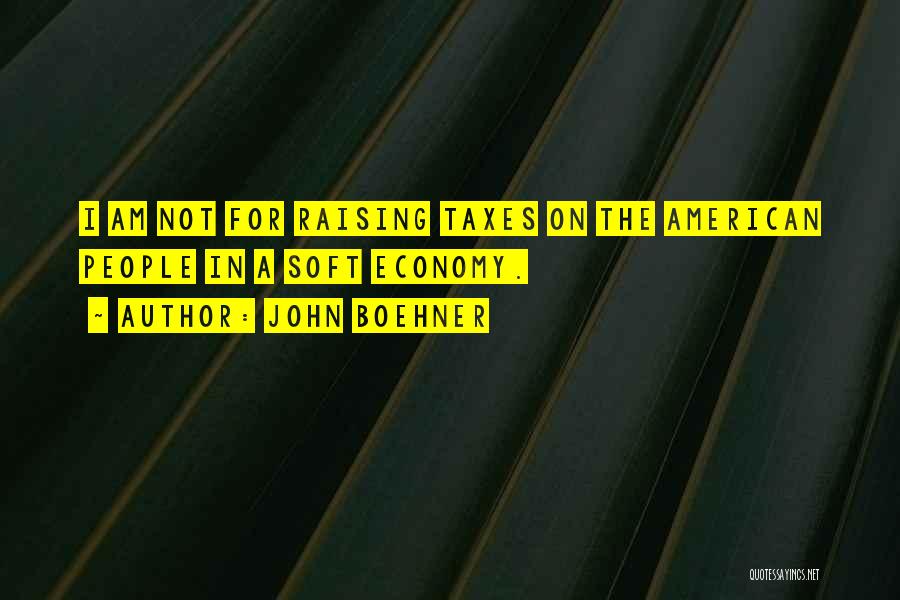 John Boehner Quotes: I Am Not For Raising Taxes On The American People In A Soft Economy.