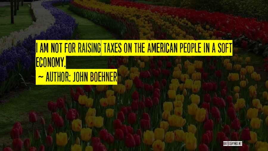 John Boehner Quotes: I Am Not For Raising Taxes On The American People In A Soft Economy.