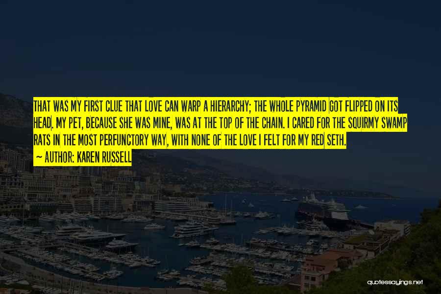 Karen Russell Quotes: That Was My First Clue That Love Can Warp A Hierarchy; The Whole Pyramid Got Flipped On Its Head. My