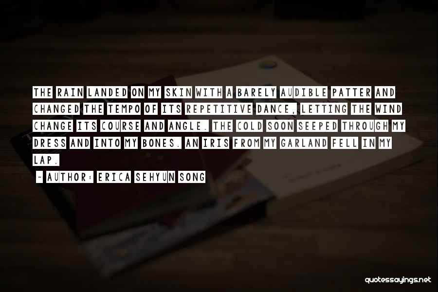 Erica Sehyun Song Quotes: The Rain Landed On My Skin With A Barely Audible Patter And Changed The Tempo Of Its Repetitive Dance, Letting