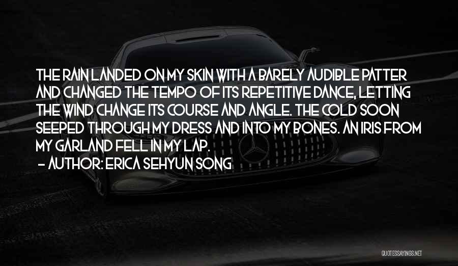 Erica Sehyun Song Quotes: The Rain Landed On My Skin With A Barely Audible Patter And Changed The Tempo Of Its Repetitive Dance, Letting